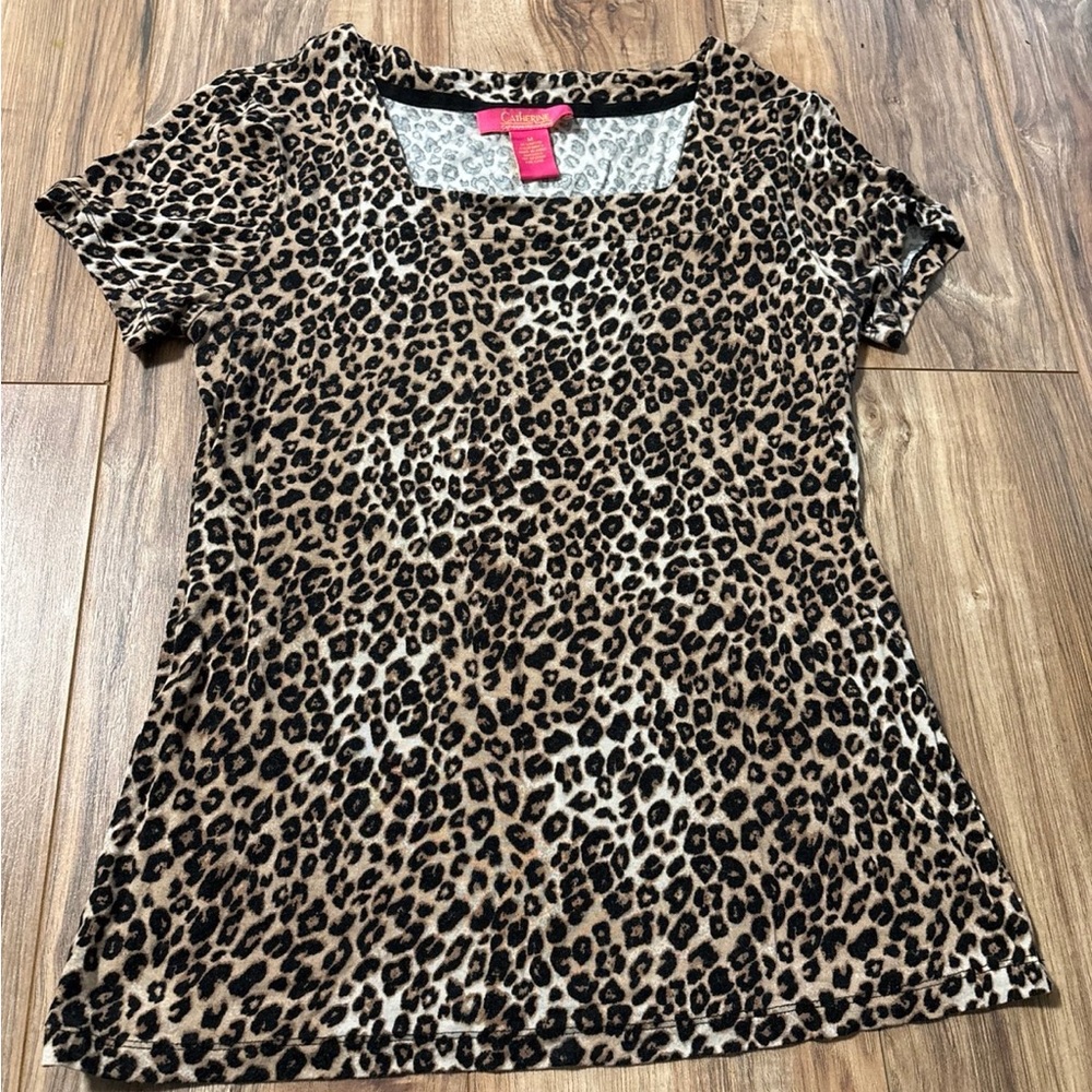 Catherines Brown Leopard Print Blouse